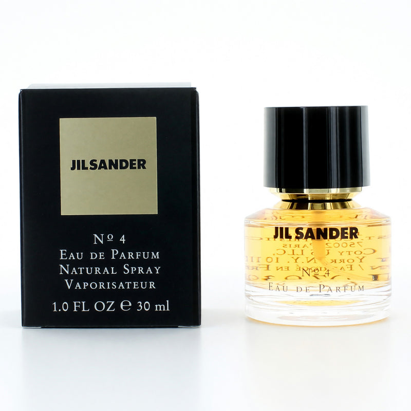 Jil Sander #4 women’s 1 oz EDP spray bottle, elegant perfume with sleek design, perfect for stylish women.
