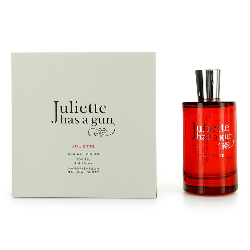 Juliette Has a Gun Juliette 3.4 oz women's EDP spray bottle with sleek packaging and fragrance cap visible in the image.