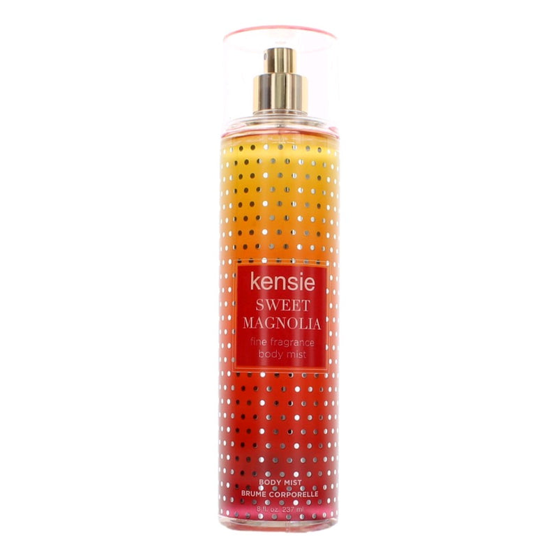 Kensie Sweet Magnolia body mist for women in 8 oz spray bottle, featuring floral and fresh fragrance.
