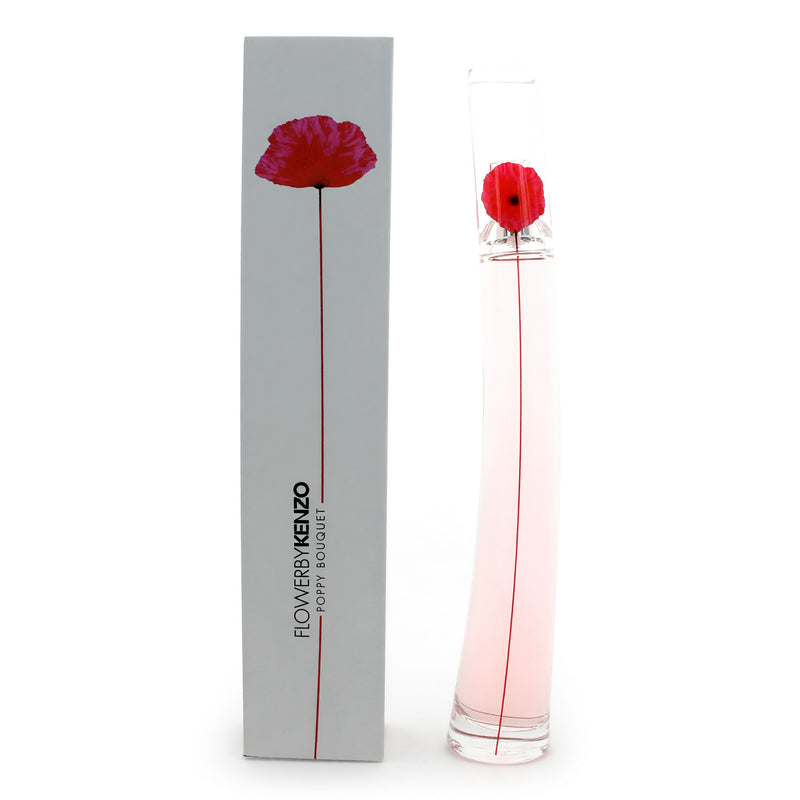 Kenzo Flower Poppy Bouquet 3.3 oz women's EDP spray, featuring a floral perfume bottle with vibrant poppy flower design.
