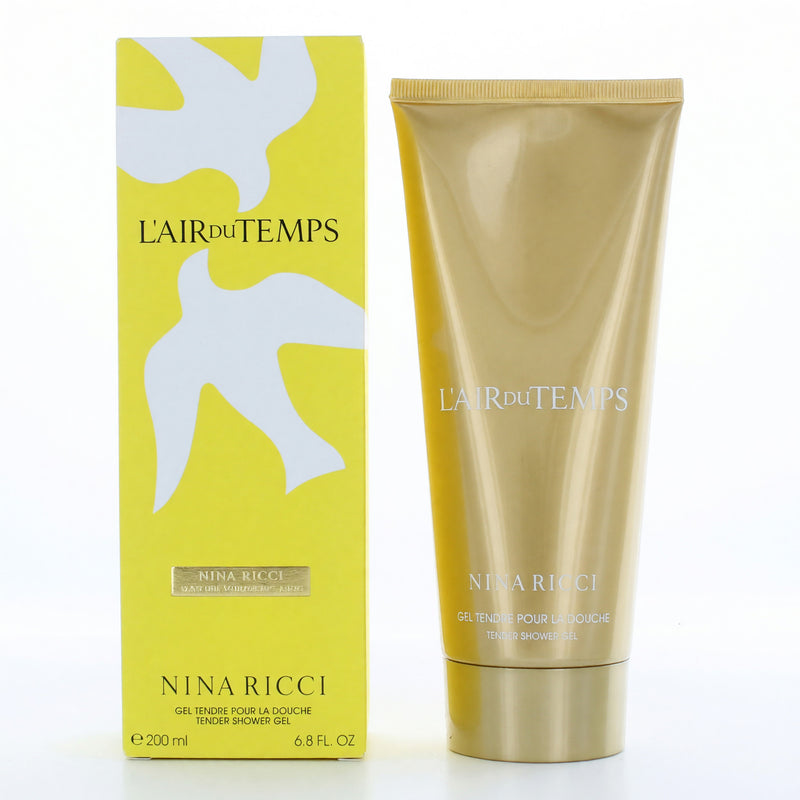 Nina Ricci L'air du Temps 6.8oz tender shower gel for women, with elegant bottle design and floral fragrance visible in the image.