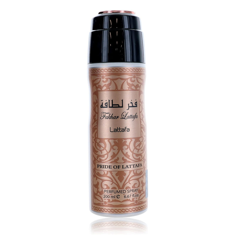 Fakhar by Lattafa women's perfumed deodorant spray in a 6.7 oz physical spray bottle, designed for everyday freshness