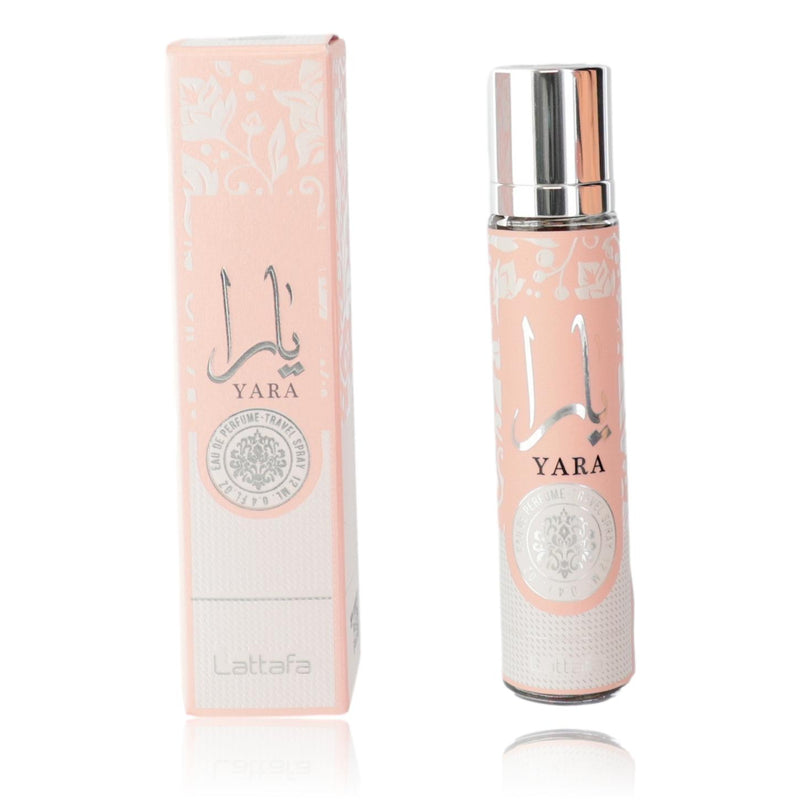 Yara by Lattafa 0.4 oz women’s EDP spray bottle with sleek design and elegant packaging.