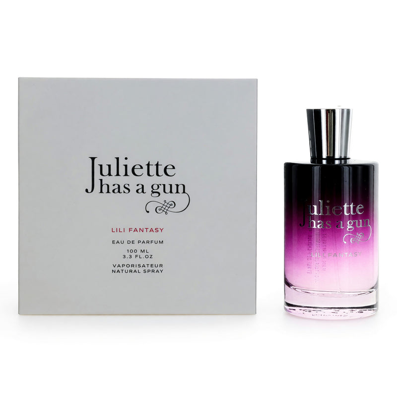 Juliette Has a Gun Lili Fantasy 3.3 oz EDP spray for women, bottle with elegant design and floral accents.