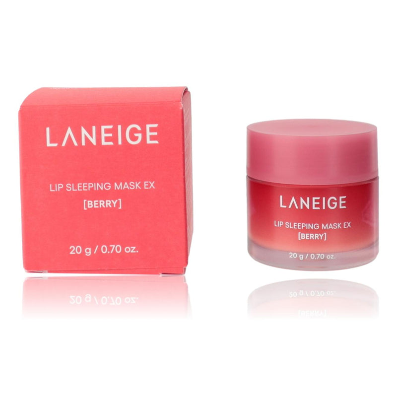 Laneige Lip Sleeping Mask EX in Berry flavor, 0.7 oz jar, creamy physical lip mask with berry scent and nourishing formula.