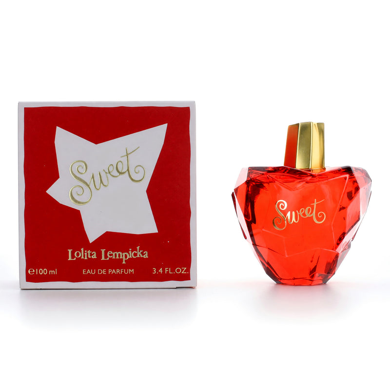 Sweet by Lolita Lempicka 3.4 oz EDP spray for women, floral and sweet perfume in a decorative bottle.