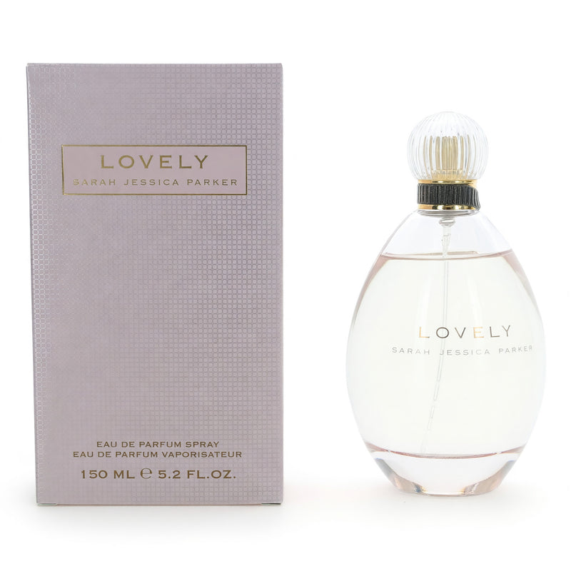 Sarah Jessica Parker Lovely 5.2 oz women’s Eau de Parfum spray bottle, elegant packaging and floral fragrance design.