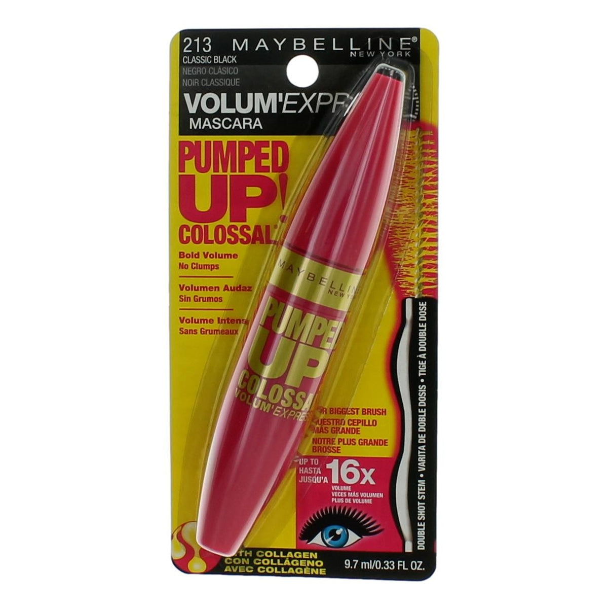 Maybelline Pumped Up Colossal Volum' Express Maybelline. .33 oz Mascara- 213 Classic Black - Pertinacia Perfume