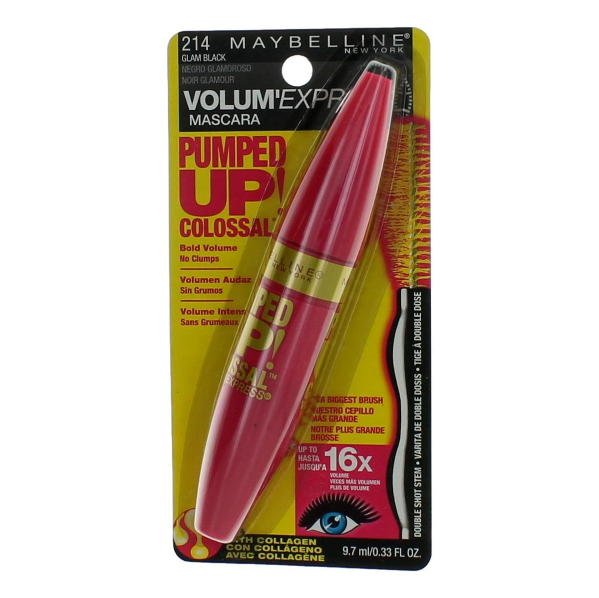Maybelline Pumped Up Colossal Volum' Express Maybelline. .33 oz Mascara- 214 Glam Black - Pertinacia Perfume