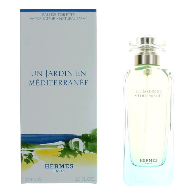 Un Jardin En Mediterranee by Hermes 3.3 oz unisex EDT spray bottle with a sleek design and elegant label.