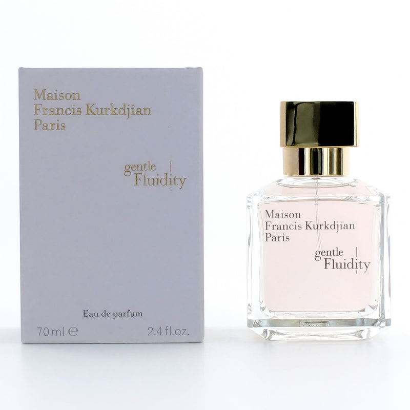 Maison Francis Kurkdjian Gentle Fluidity Gold 2.4oz women's EDP spray with elegant glass bottle and gold accents.