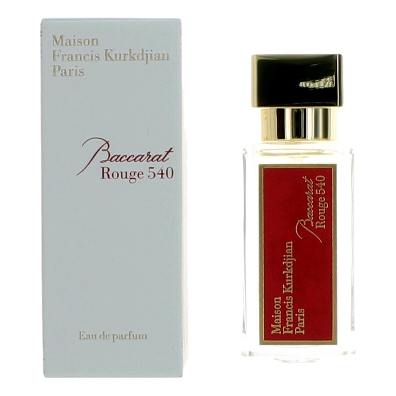Maison Francis Kurkdjian Baccarat Rouge 540 1.2oz unisex EDP spray bottle with elegant packaging.