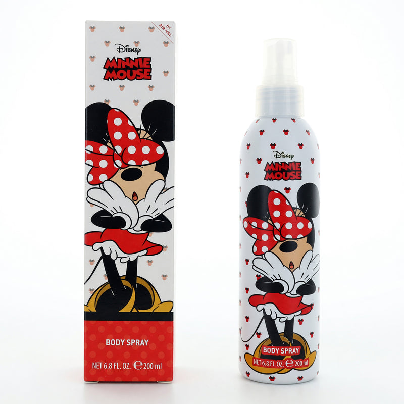 Disney Minnie Mouse 6.8 oz kids body spray bottle with colorful Minnie design and Disney branding for children.