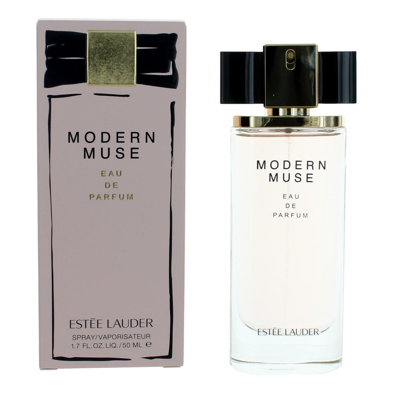 Elegant 1.7 oz Estee Lauder Modern Muse Eau de Parfum spray bottle for women with sleek design and modern branding.