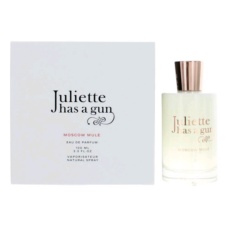 Juliette Has a Gun Moscow Mule 3.3 oz EDP spray for women, elegant bottle with a sleek design and minimalist label.
