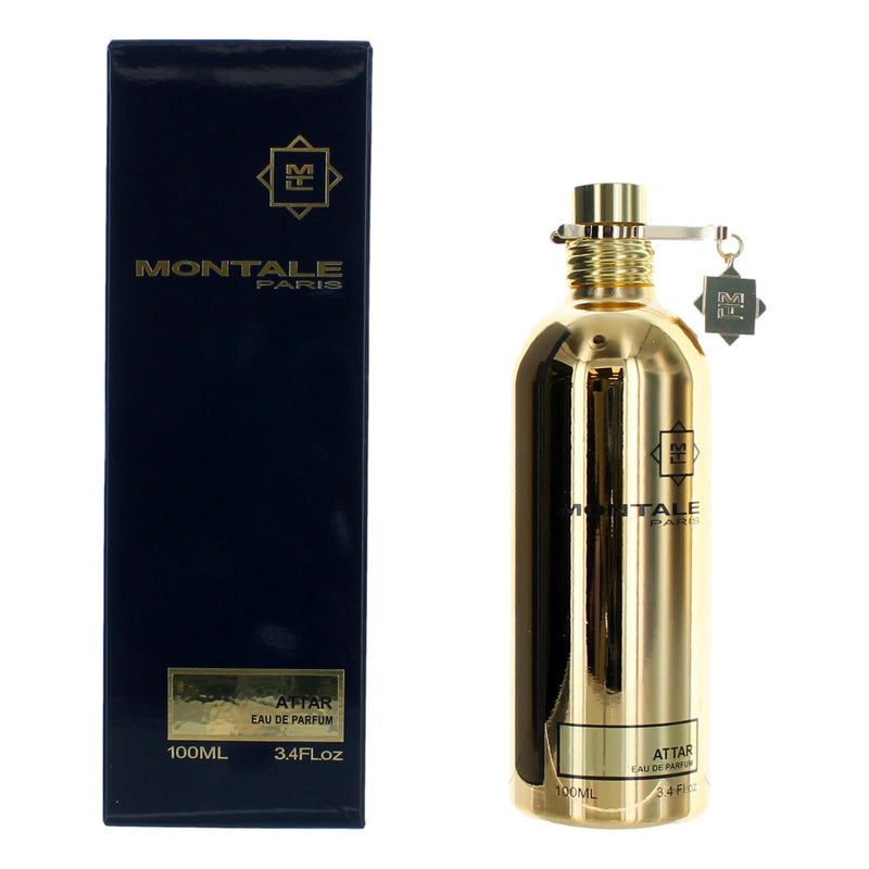 Montale Attar unisex EDP spray bottle, 3.4 oz, with sleek packaging and elegant design, showcasing the Montale fragrance.
