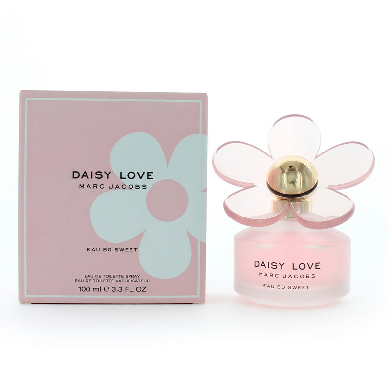 Marc Jacobs Daisy Love Eau So Sweet 3.3 oz EDT spray for women, featuring a floral bottle with colorful daisy design.