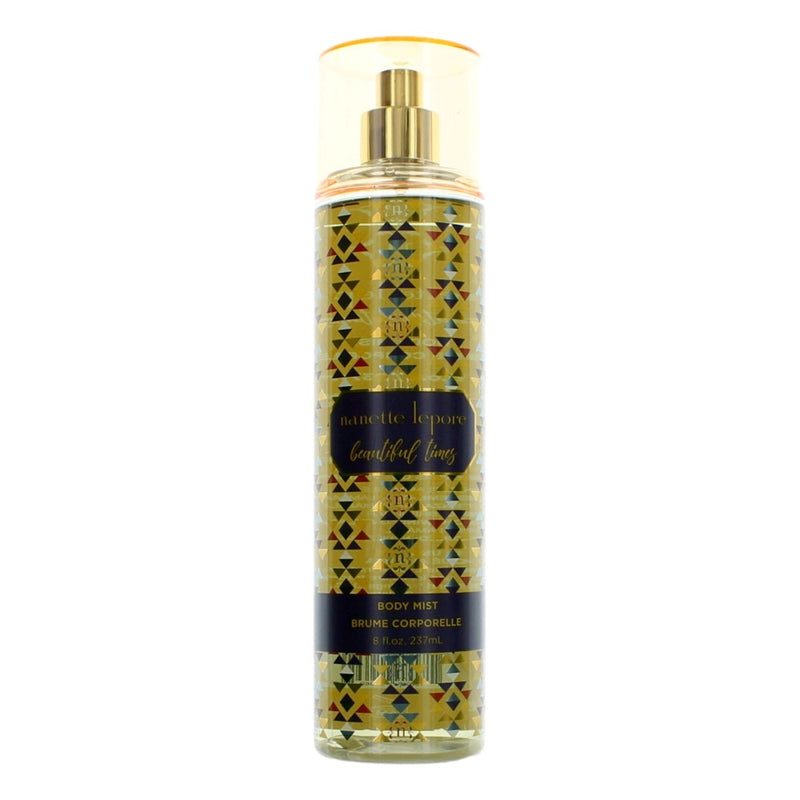Nanette Lepore Beautiful Times 8 oz women's body mist bottle with floral design and elegant packaging.