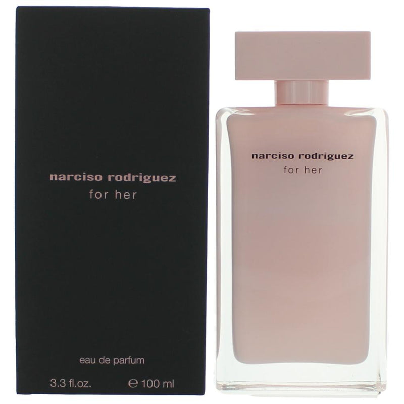 Narciso Rodriguez women’s 3.3 oz EDP spray bottle, elegant perfume with a sleek design, suitable for daily wear and special occasions.