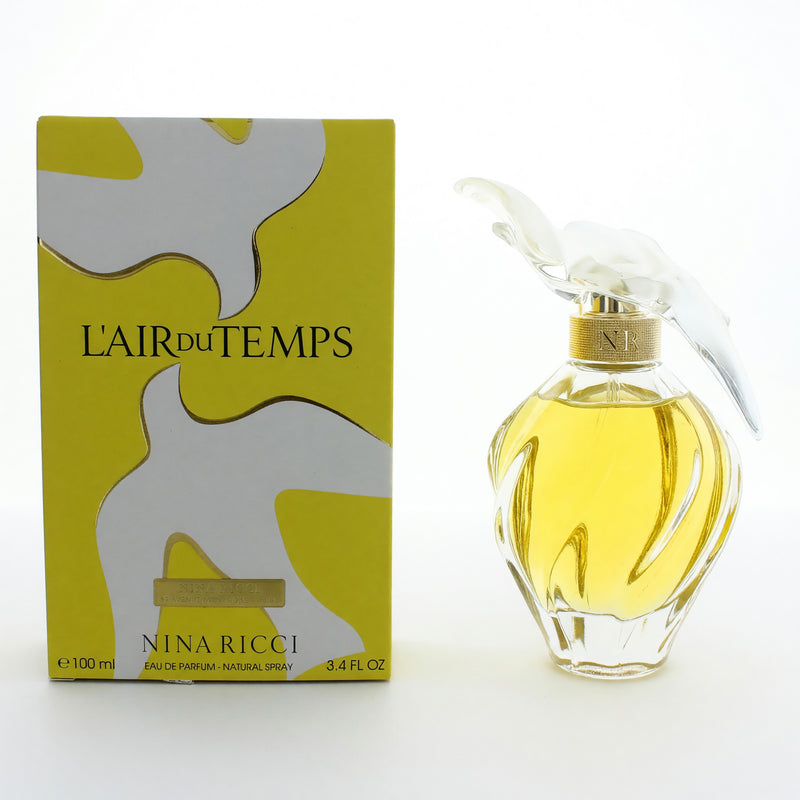 Nina Ricci L'air du Temps 3.3 oz women's Eau de Parfum spray bottle with elegant packaging.