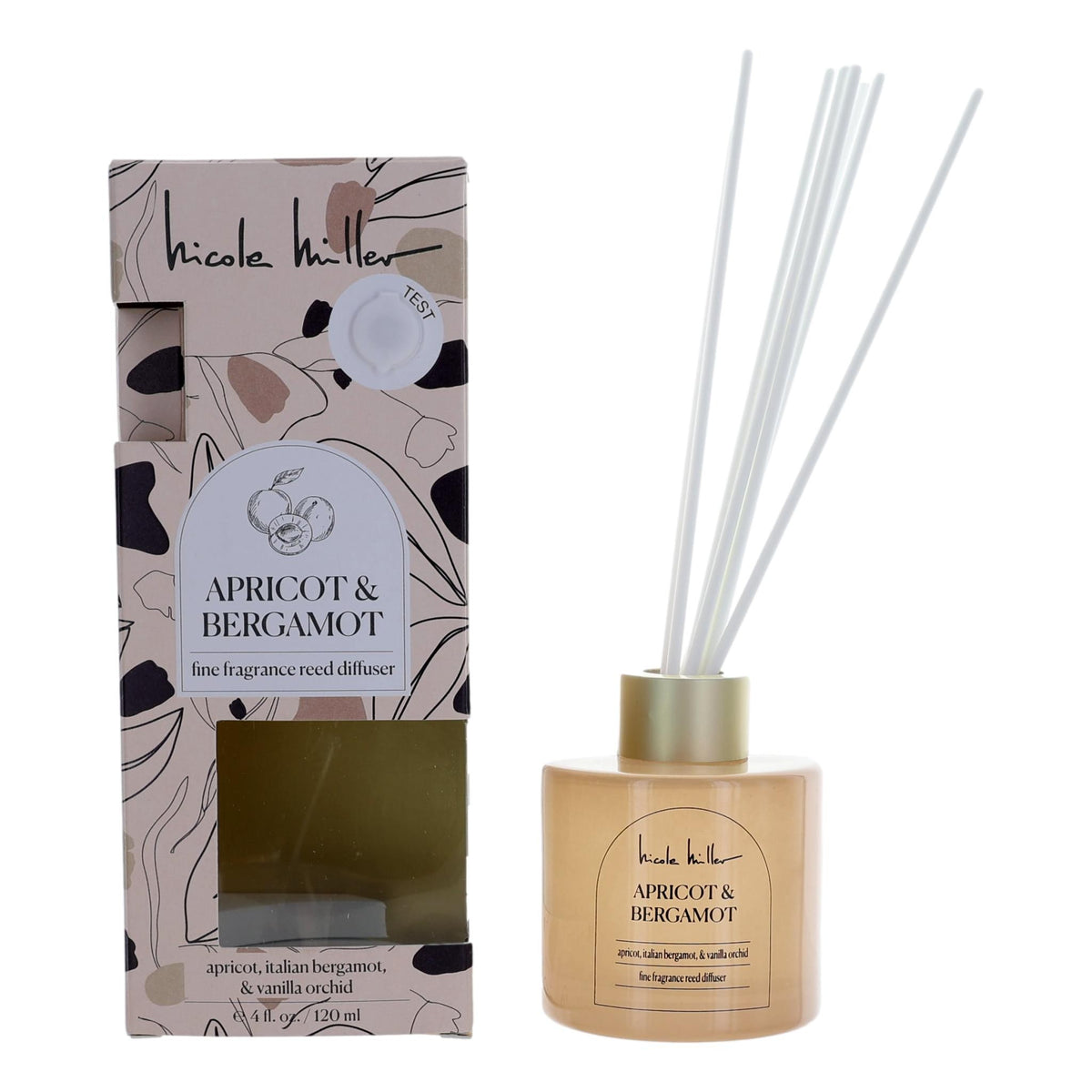 Apricot & Bergamot Nicole Miller 4oz Reed Diffuser - Apricot & Bergamot - Pertinacia Perfume