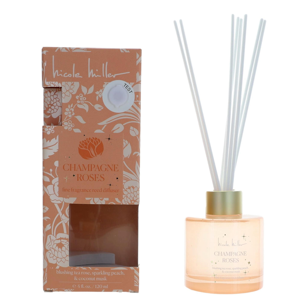 Champagne Rose Nicole Miller 4 oz Reed Diffuser - Champagne Roses - Pertinacia Perfume