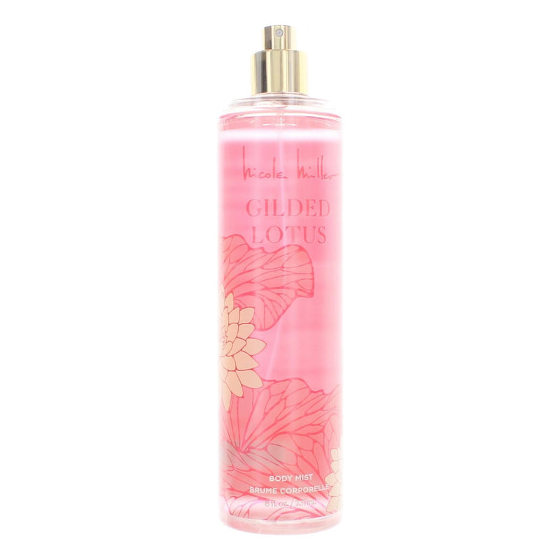 Nicole Miller Gilded Lotus 8 oz body mist for women, featuring a decorative bottle with elegant floral design.