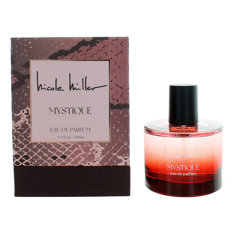 Mystique by Nicole Miller 3.4 oz women’s EDP spray bottle, elegant perfume with floral and fruity notes.