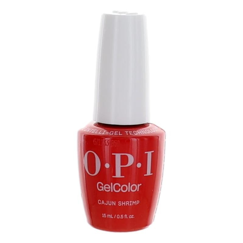 OPI Gel Nail Polish bottle in Cajun Shrimp color, 0.5 oz, featuring the OPI brand label and vibrant coral-orange gel color.