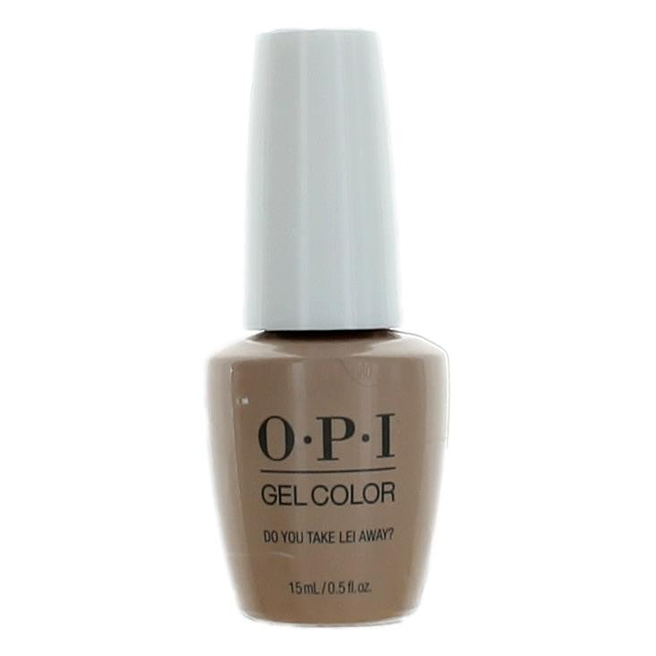 OPI Gel Nail Polish in Do You Take Lei Away color, 0.5 oz bottle, showing vibrant purple gel polish with a smooth finish.
