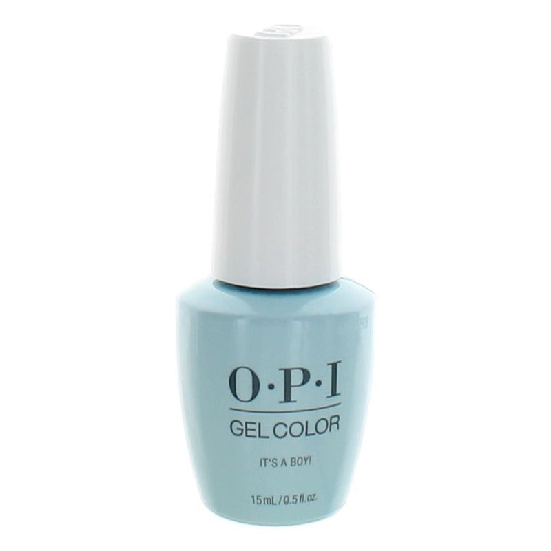 OPI Gel Nail Polish in "It's A Boy!" color, 0.5 oz, showing the vibrant blue gel nail polish bottle with color swatch