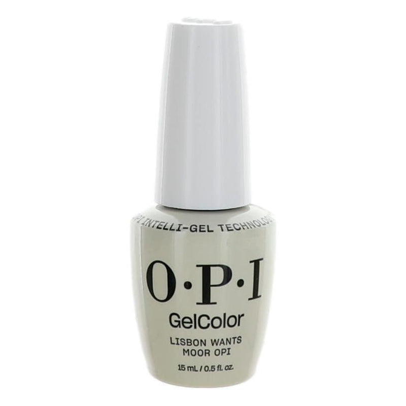 OPI Gel Nail Polish in Lisbon Wants Moor, 0.5 oz bottle showing vibrant teal gel color and brand label on the bottle.