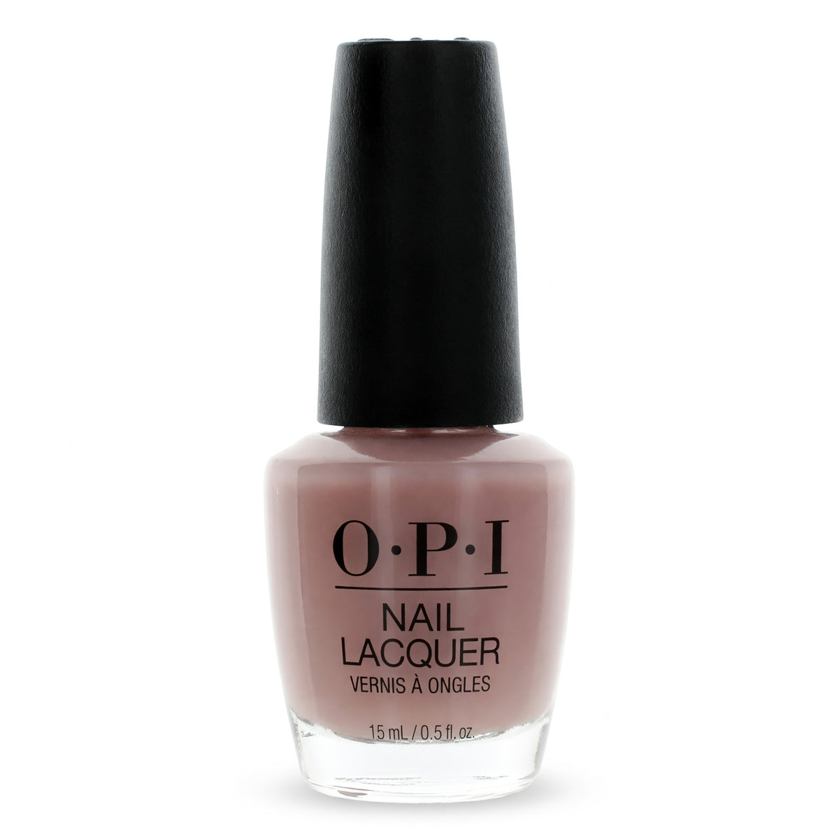 OPI Nail Lacquer in Bare My Soul, 0.5 oz bottle, showing the soft, neutral beige nail polish color.