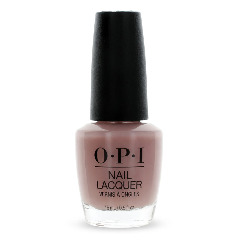 OPI Nail Lacquer in Bare My Soul, 0.5 oz bottle, showing the soft, neutral beige nail polish color.