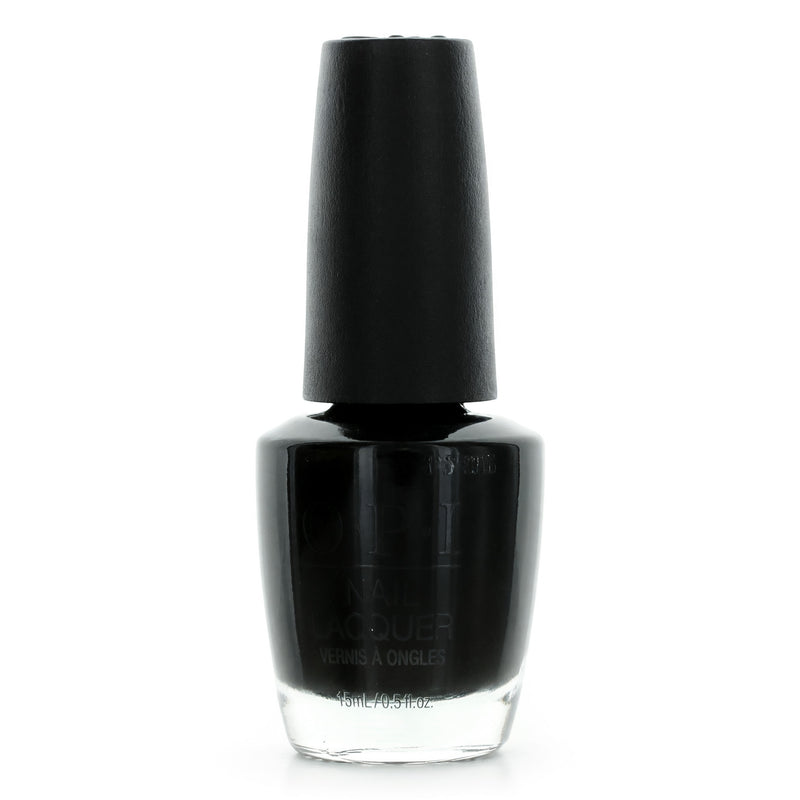 OPI Nail Lacquer in Black Onyx, 0.5 oz, showing the sleek black nail polish bottle with the OPI label visible.