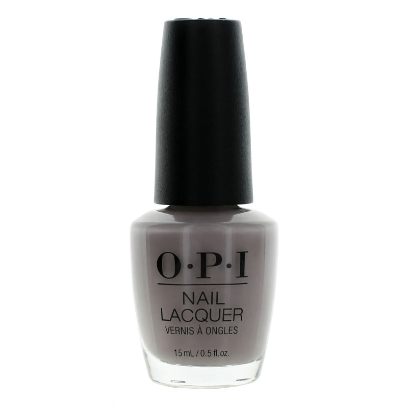OPI Nail Lacquer in Taupe-less Beach, 0.5 oz, showing the beige-taupe nail color bottle with a white cap.