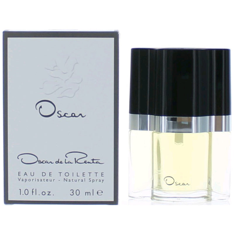 Oscar by Oscar De La Renta 1 oz EDT spray for women featuring sleek glass bottle and elegant design.