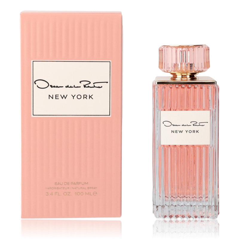 Oscar New York by Oscar De La Renta 3.3 oz women's EDP spray bottle with elegant packaging and floral accents.