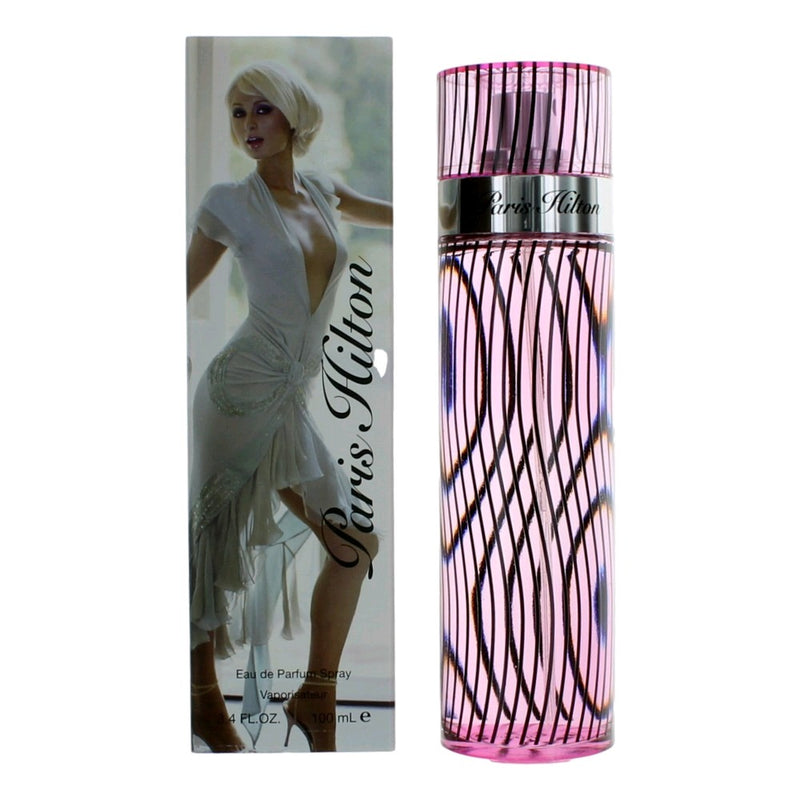 Paris Hilton Paris Hilton women's 3.4 oz EDP spray bottle, elegant perfume design with floral accents.