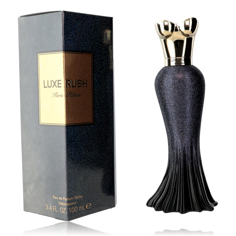 Paris Hilton Luxe Rush 3.4 oz Eau de Parfum spray for women, featuring a sleek bottle and elegant design.