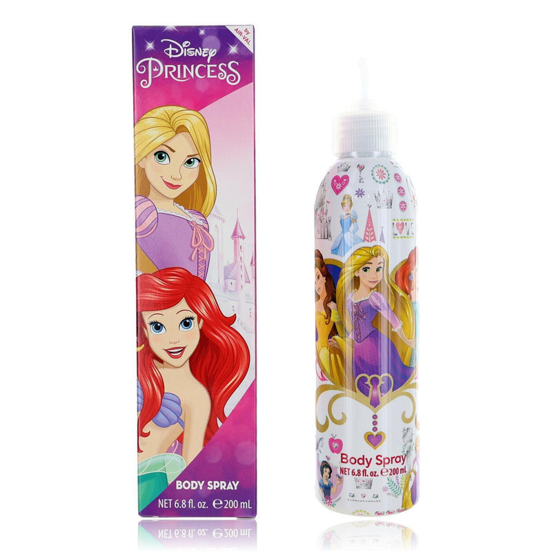Disney Princess kids' body spray in 6.8 oz bottle featuring colorful Disney Princess branding and floral design.
