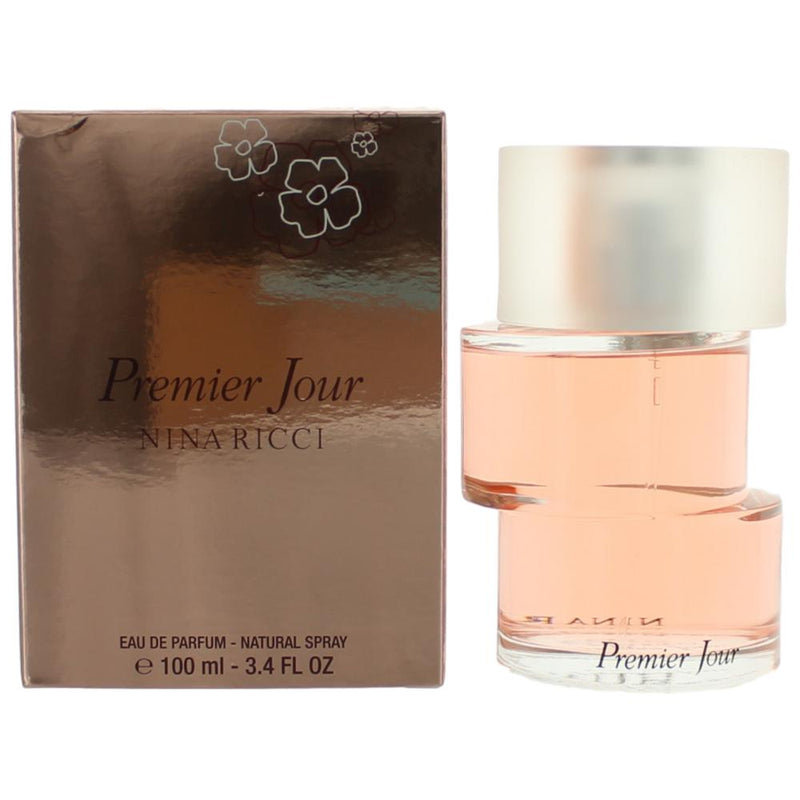 Nina Ricci Premier Jour 3.3 oz women's Eau de Parfum spray bottle with elegant packaging.