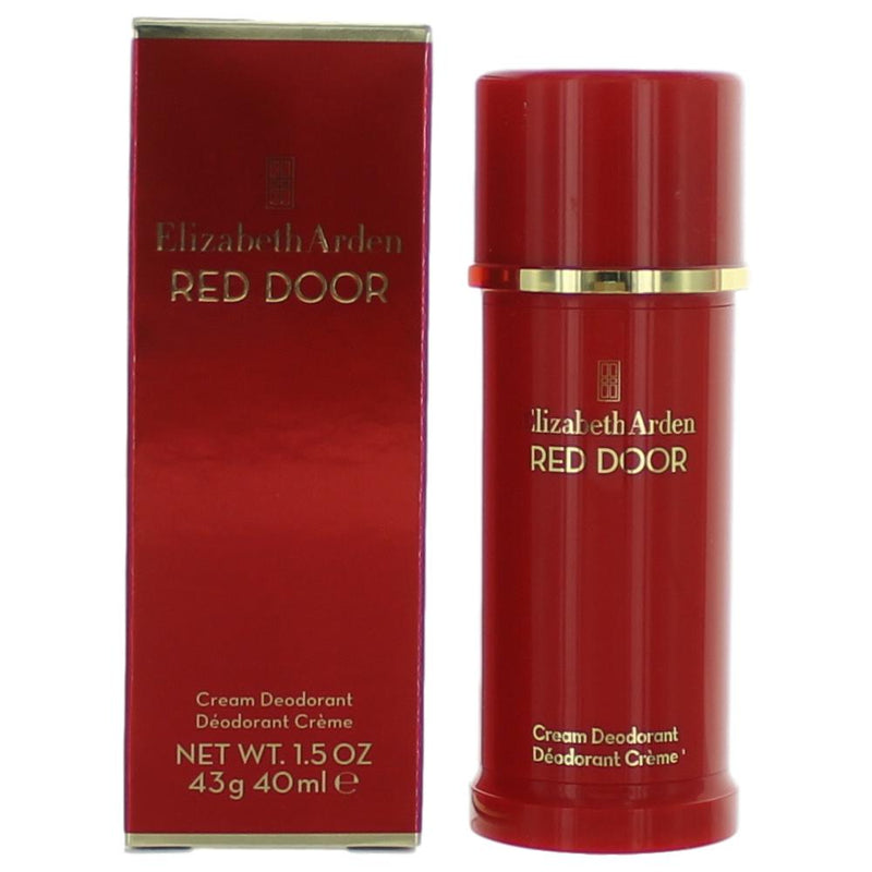 Elizabeth Arden Red Door 1.5 oz cream deodorant for women, featuring a sleek container with the classic red door logo.