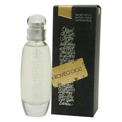 Romeo Gigli Profumi 2.5 oz women’s EDP spray bottle with elegant packaging and sleek design.