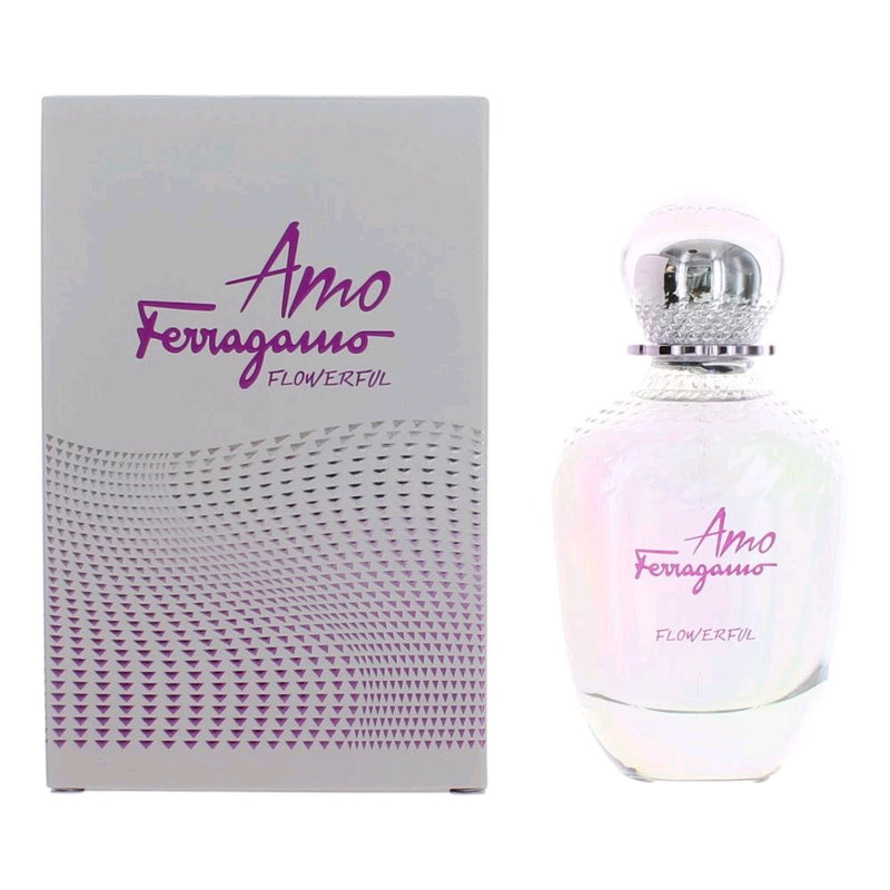 Salvatore Ferragamo Flowerful 3.4oz women’s EDT spray bottle with floral packaging and branding visible.