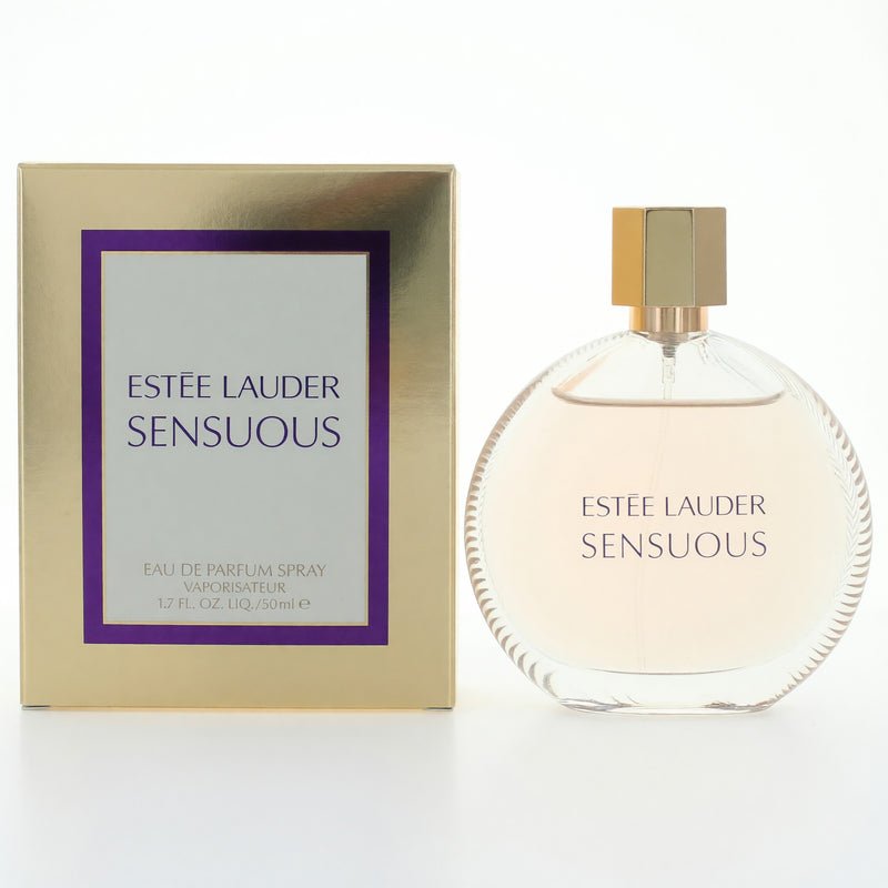 Sensuous by Estee Lauder 1.7 oz EDP spray for women, elegant perfume bottle with a sleek design and floral accents.