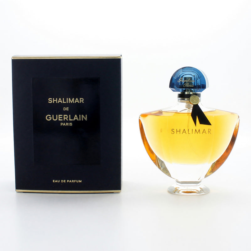 Guerlain Shalimar 3 oz women's Eau de Parfum spray bottle, elegant design and floral fragrance visible in the image.