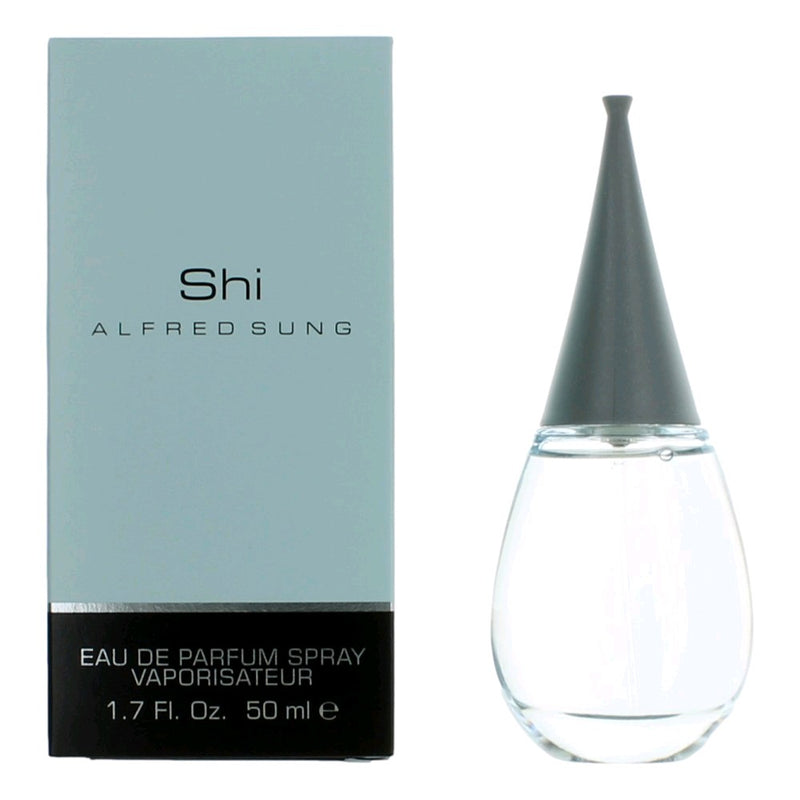 Alfred Sung Shi 1.7 oz women's EDP spray bottle with elegant packaging and floral design.