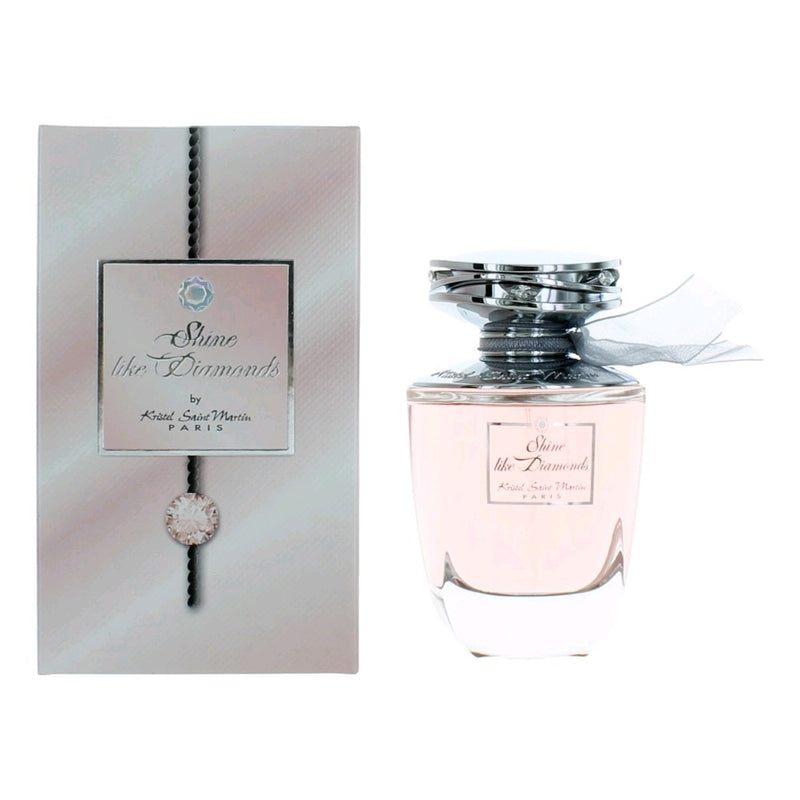 Kristel Saint Martin Shine Like Diamonds 3.3oz women’s EDP spray bottle with elegant packaging and floral design.