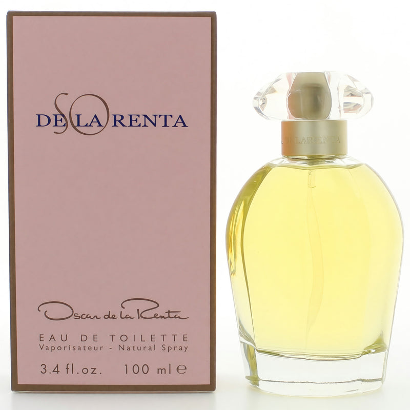 Oscar De La Renta So De La Renta 3.3 oz EDT spray for women, featuring the elegant perfume bottle with floral accents.
